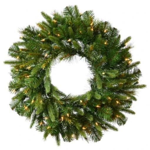 2 Foot PE/PVC Cashmere Pine Wreath: Clear LEDs