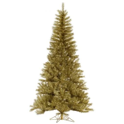 9 Foot Gold-Silver Tinsel Christmas Tree: Unlit