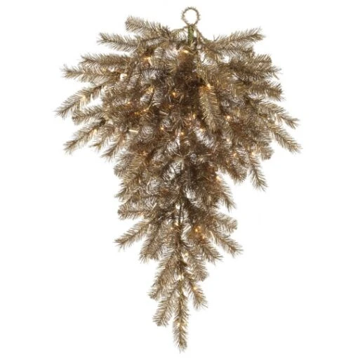 36 Inch Metal Mix Tinsel Teardrop: Clear LED Lights