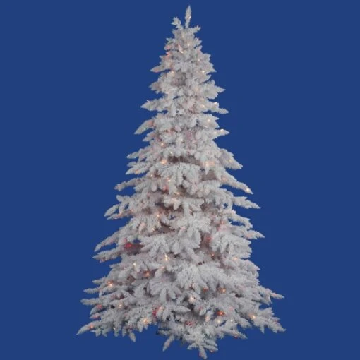 4.5 Foot Flocked White Spruce Tree: Multi-Colored Lights