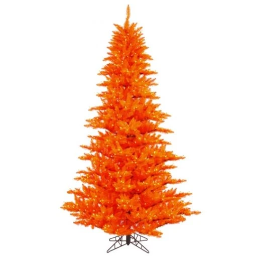 4.5 Foot Orange Fir Tree: Orange Lights