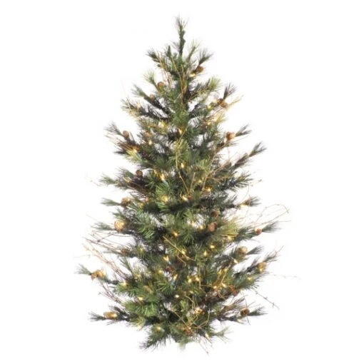 4 Foot Mixed Country Pine Wall Tree: Unlit